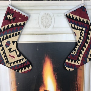 stylish stocking, xmas stocking set, santa ornaments, turkish kilim stocking, wool jute stocking, handmade stocking, christmas stocking