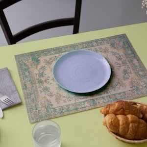 Rug inspired decor, Stylish placemats, Eclectic style kilim print fabric placemats, Colorful oriental rug style table decor,  4970-03