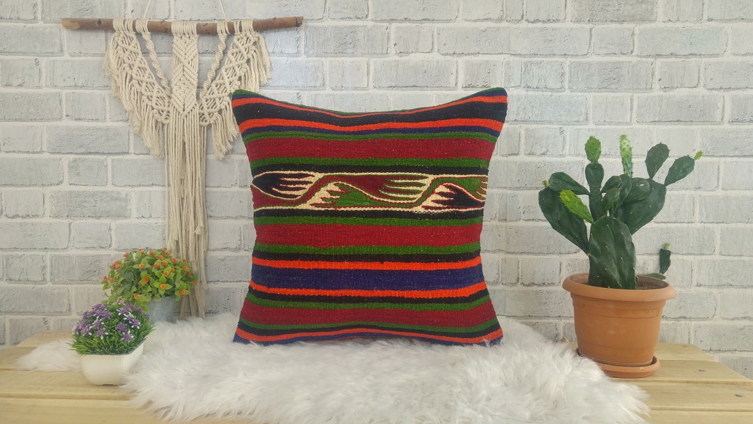 Kilim Pillow, Handmade Pillow, 20 X 20 Kilim Pillow, Bohemian Pillow