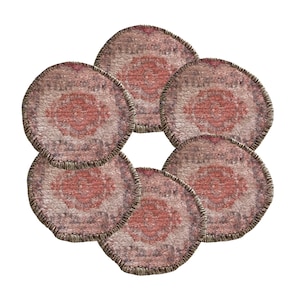 Red bohemian coaster set, Dining table decor coasters, Cozy home decor coasters, Sustainable coasters, Eclectic barware, Hostess present