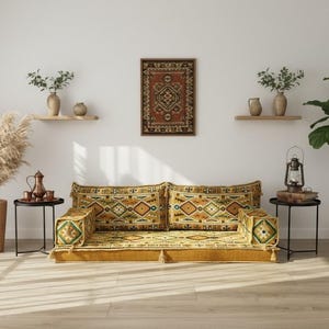 Arabic majlis seating, Floor cushion sofa, Traditional sofa, Kilim floor sofa, Sectional sofa, Multiperson sofa, Ottoman floor seating, FS38