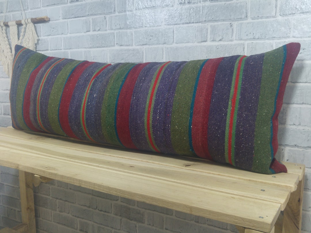 Burlap Pillow Case, Lumbar Pillow, Striped Pillow, Gothic Pillow Case