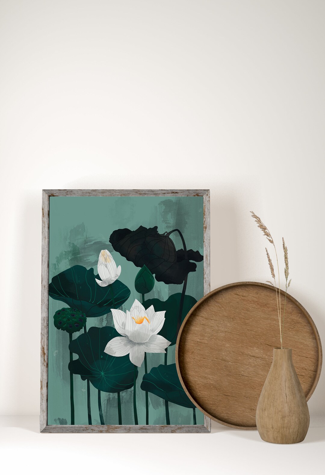 Digital Download, Watercolor Print, Lotus Wall Decal, Lotus Flower Art ...