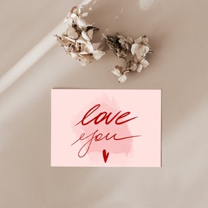 Afdrukbare liefde, kaart voor haar, kaart voor hem, jubileumkaart, romantische kaart, rode liefdeshartkaart, gepersonaliseerd cadeau, wenskaart,