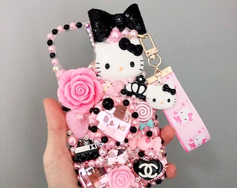 Pink black pastel goth creepy lollipop decoden case for iphone samsung