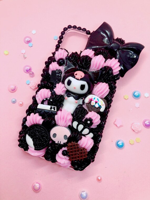 Pink black pastel goth creepy lollipop decoden case for iphone samsung