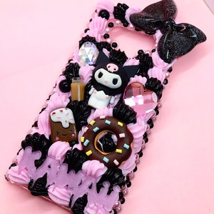Pink black pastel goth creepy lollipop decoden case for iphone samsung