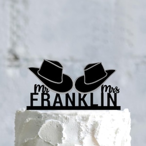 Cowboy cake topper, Cowboy wedding cake topper, Cowboy hat cake topper, Mr and Mrs cake topper cowboy hats, Western wedding cake topper,a833