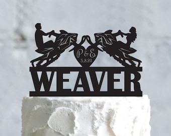 Custom Snowmobile Wedding Cake Topper, Personalized Couple Last Name, a723
