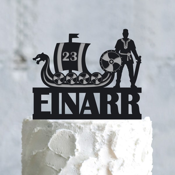 Adorno para tarta de cumpleaños vikingo, adorno para tarta de cumpleaños de niño bárbaro, adorno para tarta pagana, decoraciones para tarta vikinga, adorno para tarta de barco vikingo, a972