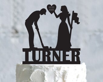 Custom wedding golf theme personalized love golf bride and groom cake topper,golf lover wedding topper,golfer wedding funny topper,a814