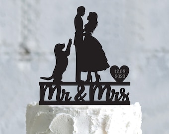 Labrador retriever bride and groom cake topper dog,mr mrs personalized topper labrador retriever,custom golden retreiver cake topper,a680