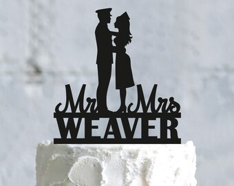 Custom military air force mr mrs nurse cake topper,marine army navy personalized mr and mrs topper,bride groom military couple topper,a852