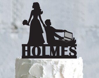 Adorno para tarta de boda con el apellido de un programador, personalizado, para programador informático, para boda, geek, para compromiso, a730