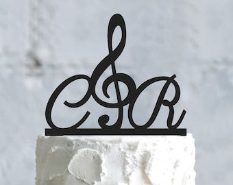 Custom treble clef musician wedding personalized music lovers cake topper,music lover cake topper wedding,music teacher wedding topper,a853