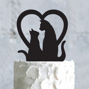 Adorno para tarta de boda con diseño de gato negro, divertido adorno para tarta de boda personalizado con pareja de gatos, adorno para tarta de boda rústico personalizado con forma de gatito, a674