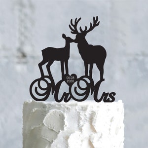 Buck and Doe Cake Topper, Wedding Cake Topper, Deer and Doe Cake Topper, Custom Cake Topper, Acrylic Cake Topper, Wedding Gift, a783