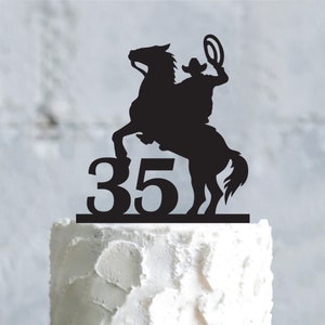 Décoration de gâteau d&#39;âge personnalisée cowboy rodéo d&#39;anniversaire, décoration d&#39;anniversaire de ferme joyeux cow-boy vintage, décoration de gâteau d&#39;anniversaire western cow-boy cheval, a829