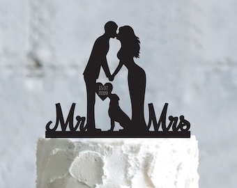 Golden retriever kissing couple mr and mrs  wedding cake topper dog,custom topper labrador retriever,dog cake topper golden retreiver,a659