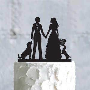 Lesbian couple wedding cake topper labrador retriever and dachshund,Lesbian cake topper dog golden retriever ,2 brides dog cake topper,a702