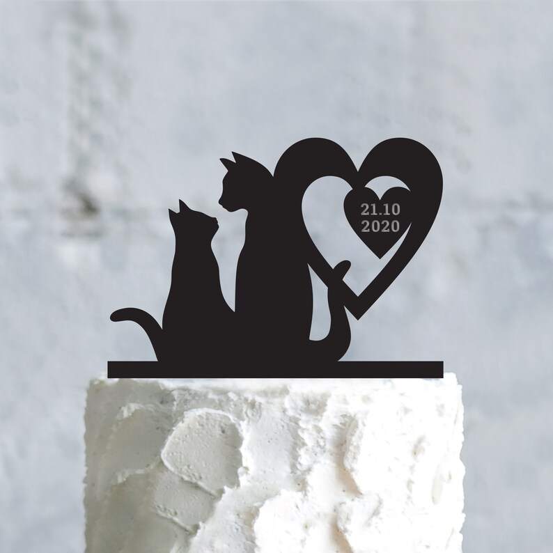 Cat couple custom cake topper weddingcat rustic wedding funny | Etsy