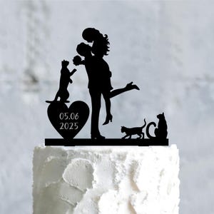 Wedding Cake Topper, Cat Cake Topper, Bride and Groom Cake Topper with Cats, Custom Cake Topper, Acrylic Cake Topper, Wedding Gift, a707