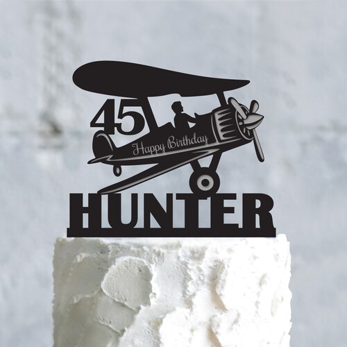 Cake Topper Plane With First Name Custom Cake Decoration Etsy