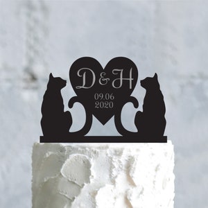 Cat Cake Topper, Wedding Cake Topper, Custom Cake Topper, Acrylic Cake Topper, Animal Cake Topper, Rustic Cake Topper, Wedding Gift, a670