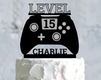 Gamer birthday cake topper, Video game cake topper, Game controller topper, Birthday cake topper, Level game cake topper, Gamer topper,a984