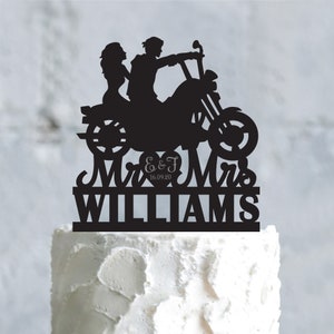 Wedding Cake Topper, Motorcycle Cake Topper, Motorbike Cake Topper, Custom Mr and Mrs Cake Topper, Acrylic Cake Topper, Wedding Gift, a805