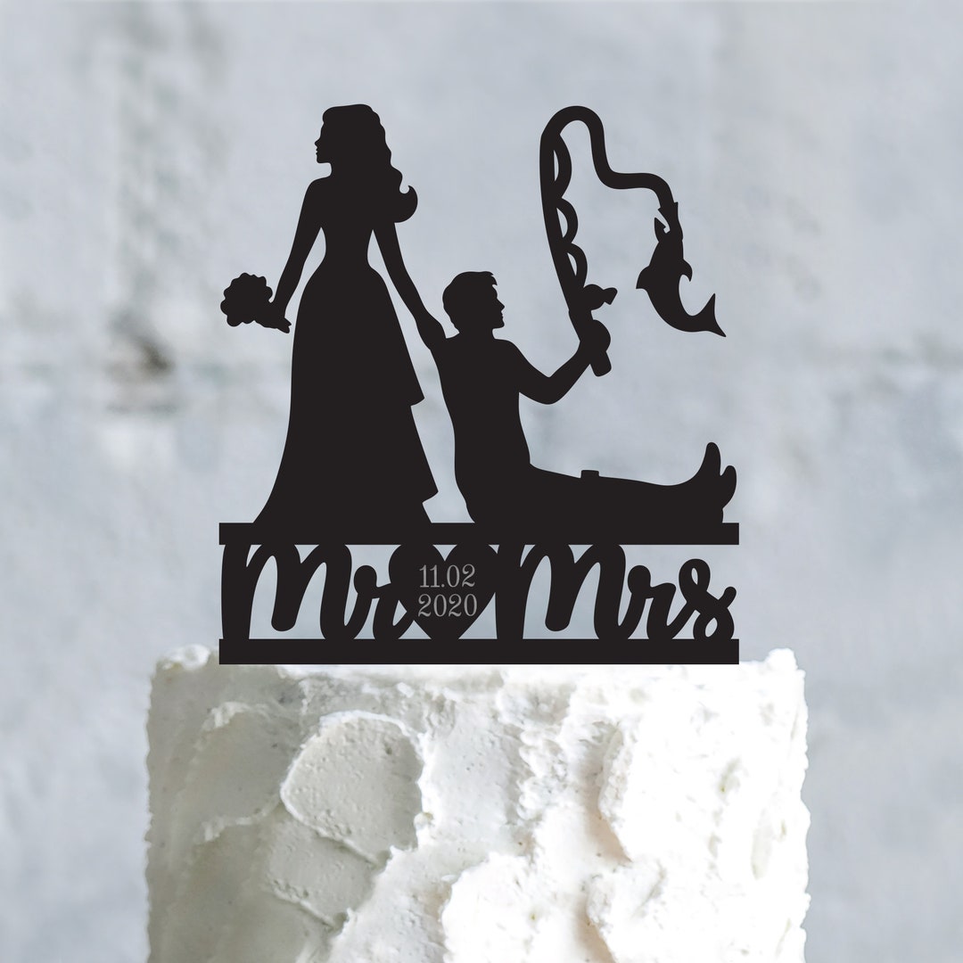 Custom Fisherman Wedding Cake Topper Bride and Groomfish Etsy