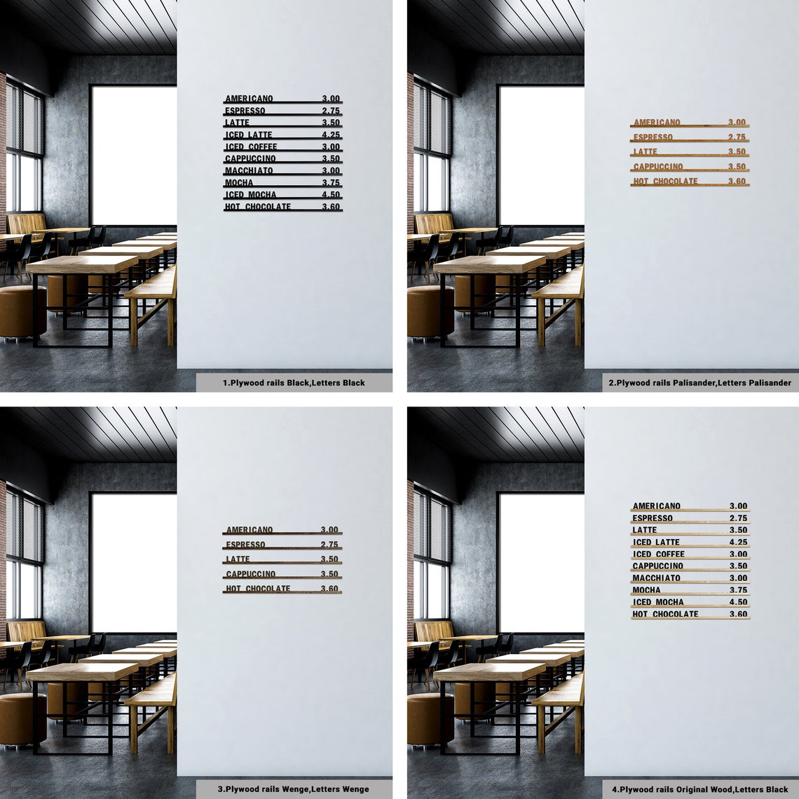 Wall Mounted Menu Boardchangeable Menu Boardmenu Display Etsy