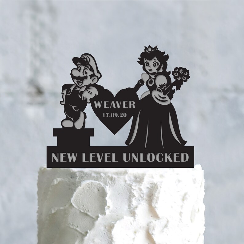 Mario princess wedding gaming cake topper custommario peach image 0