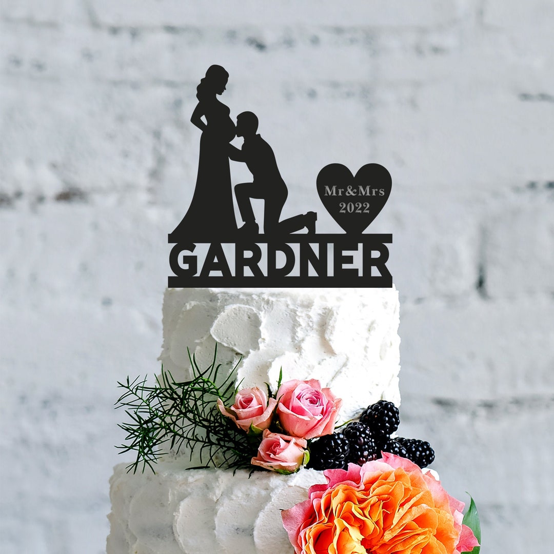 Pregnant Bride and Groom Cake Topperpregnant Mr and Mrs Cake Etsy