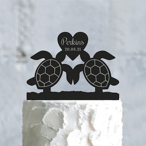 Wedding Cake Topper, Turtle Cake Topper, Custom Cake Topper, Acrylic Cake Topper, Animal Cake Topper, Wedding Gift, Rustic Cake Topper, a865