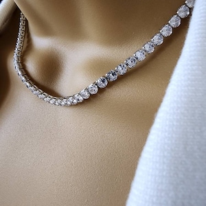 Tennis Necklace,4mm Diamond Necklace, Bridal Jewelry, Wedding Necklace, Bridal Necklace, Gift for Her, Layering Necklace, CZ Tennis Necklace