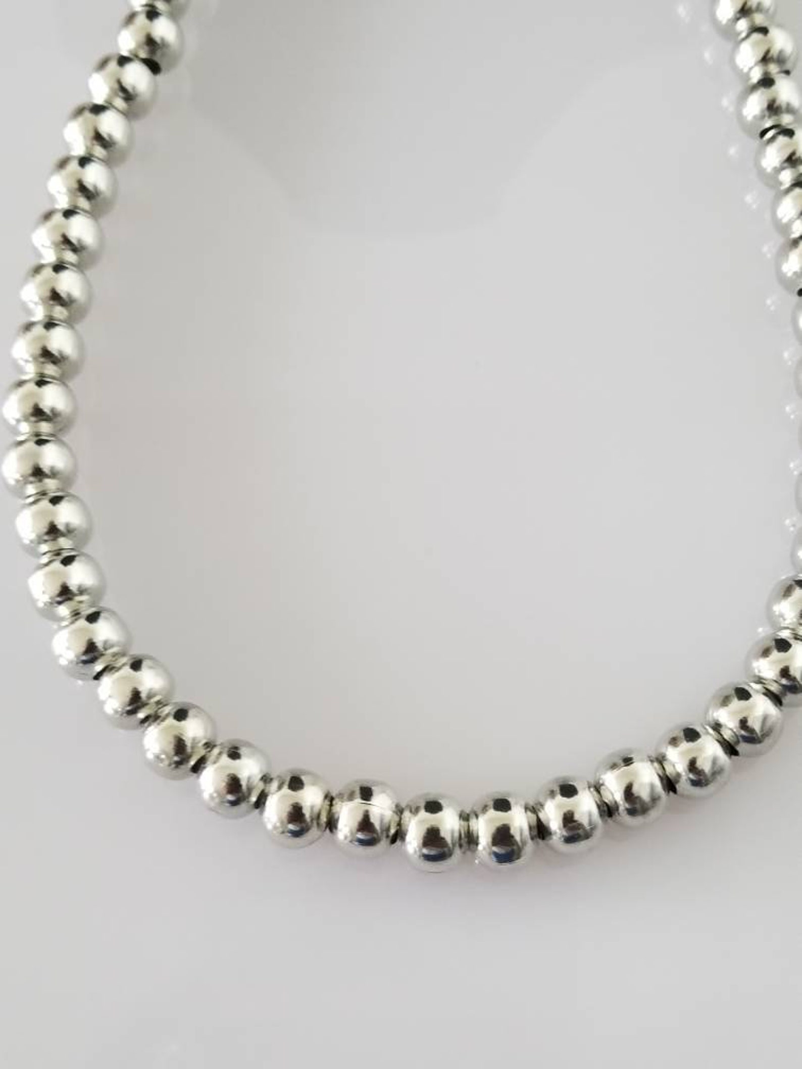 Silver Ball Bead Necklace Silver Plated Necklace Perfect Etsy