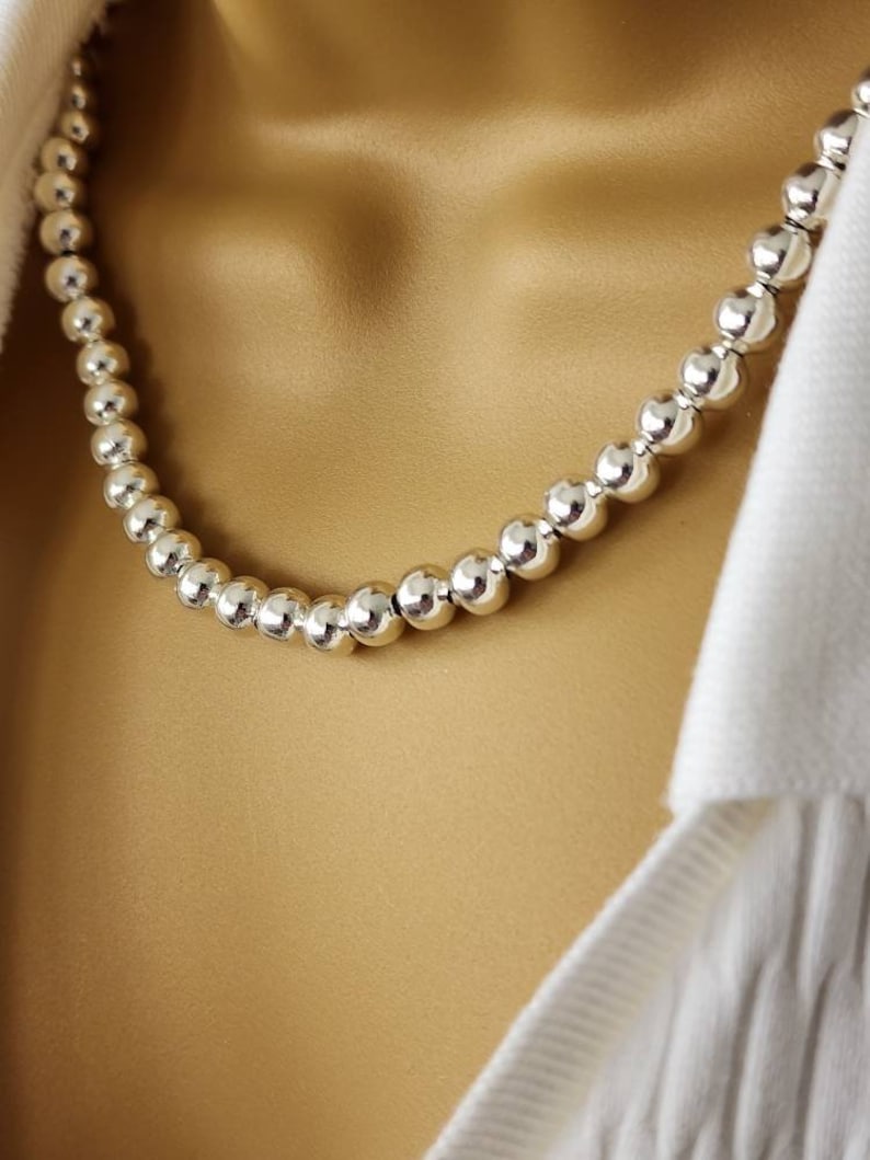 Silver Ball Bead Necklace Silver Plated Necklace Perfect Etsy