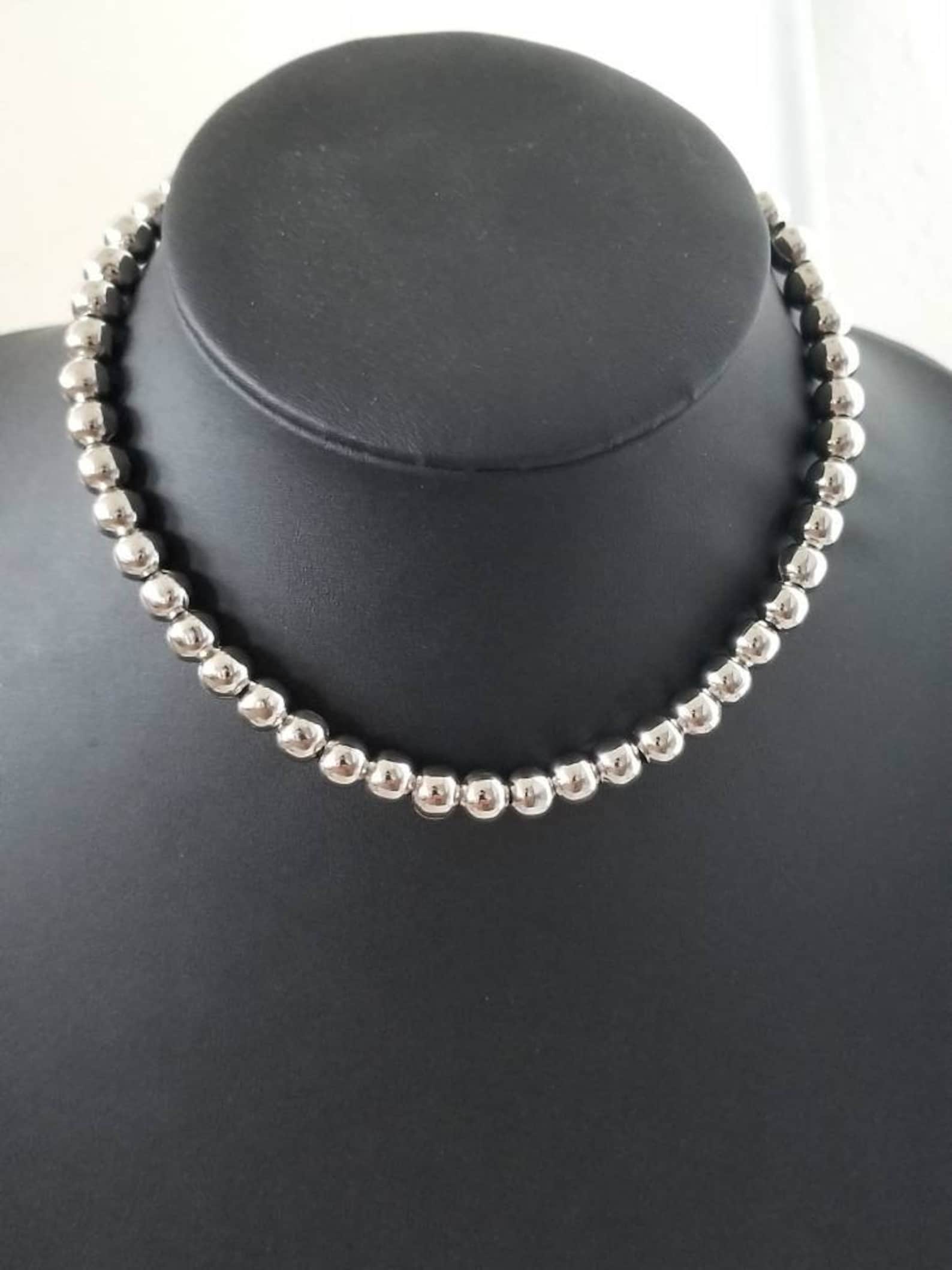 Silver Ball Bead Necklace Silver Plated Necklace Perfect Etsy