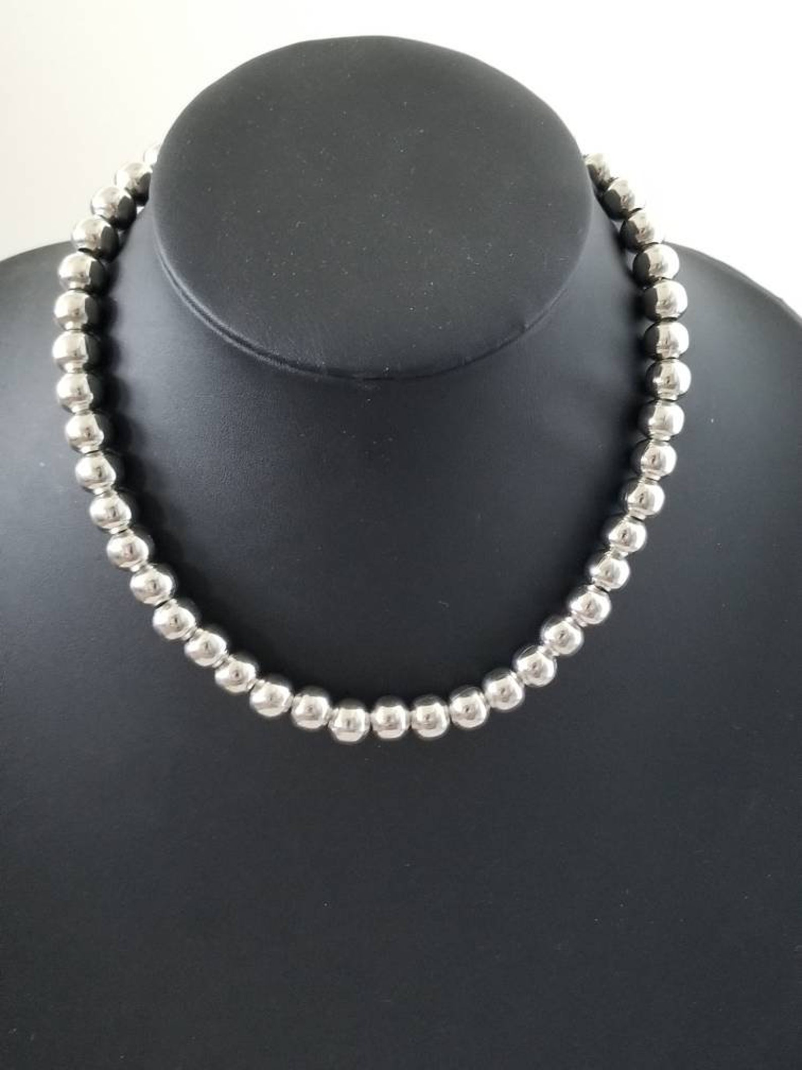 Silver Ball Bead Necklace Silver Plated Necklace Perfect Etsy