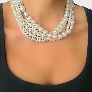 Pearl Vintage Necklace , vintage multi strand necklace, Vintage necklace , pearl necklace , mom gift, Gift for her, majorica pearl necklace