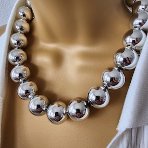 Chunky 20mm Silver Plated Ball Bead Necklace