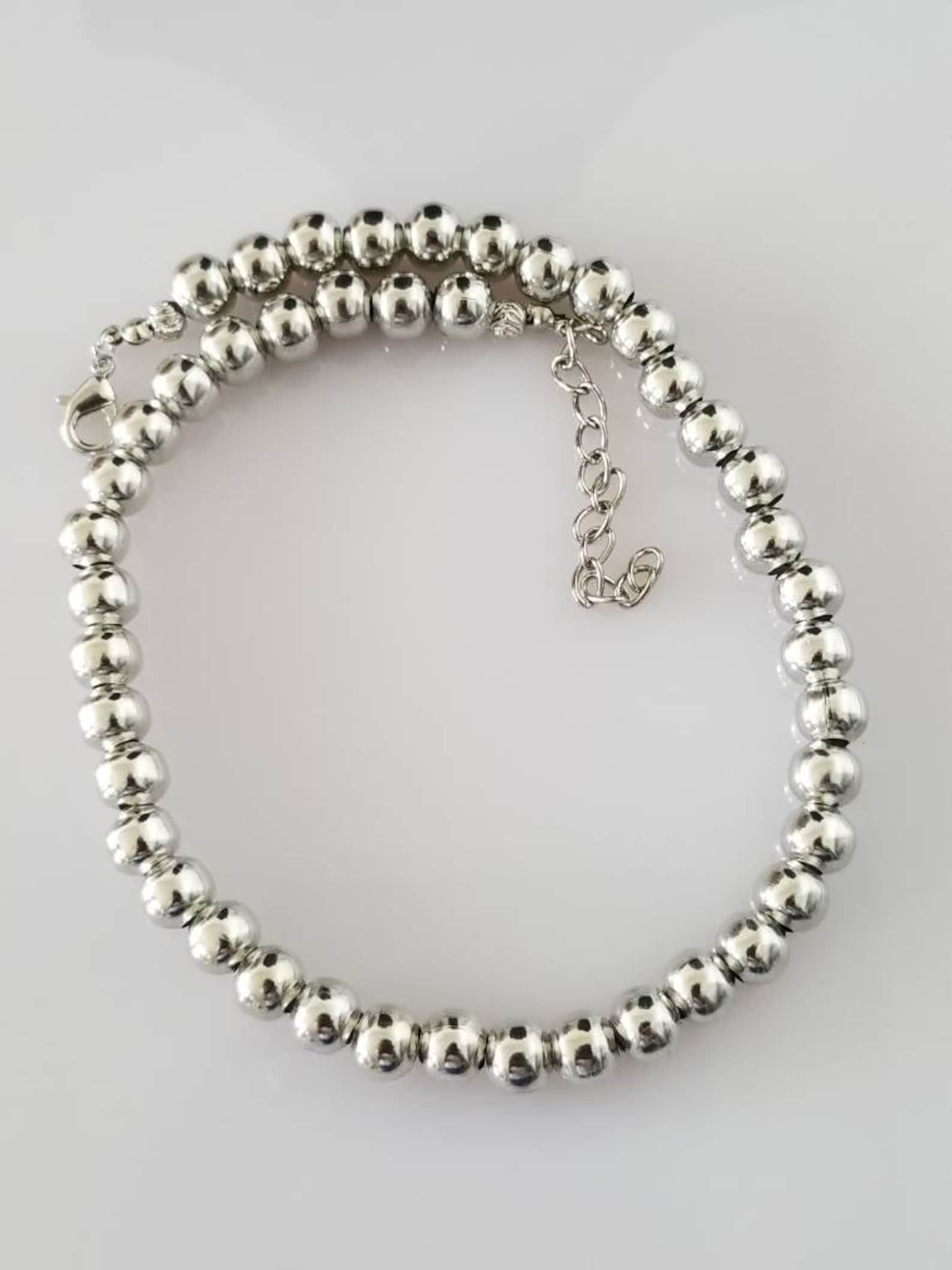 Silver Ball Bead Necklace Silver Plated Necklace Perfect Etsy