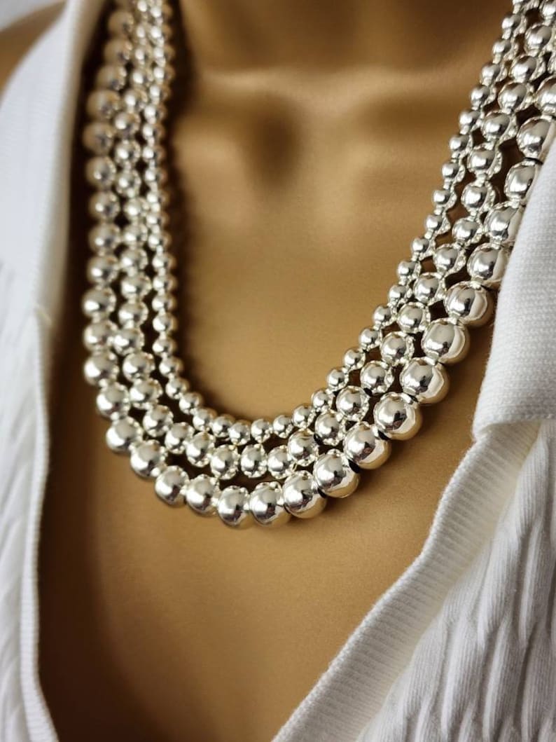 Silver Ball Bead Necklace Silver Plated Necklace Perfect Etsy