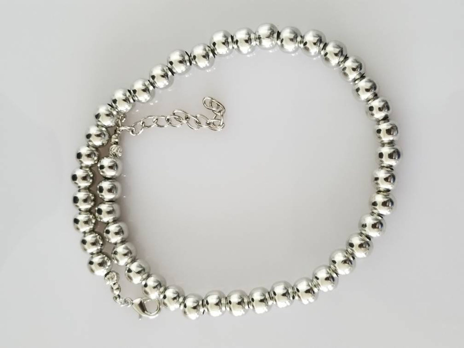 Silver Ball Bead Necklace Silver Plated Necklace Perfect Etsy