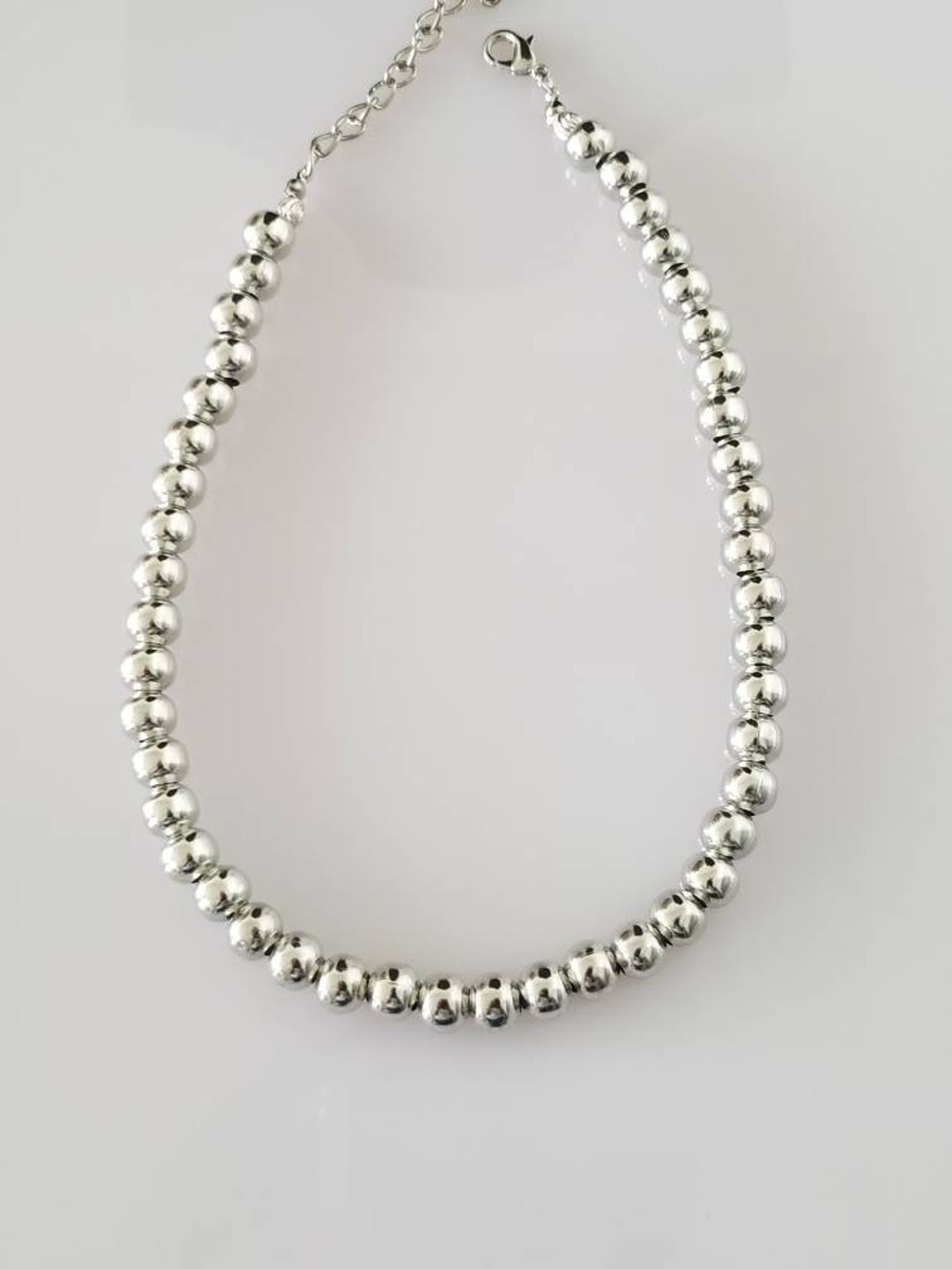 Silver Ball Bead Necklace Silver Plated Necklace Perfect Etsy