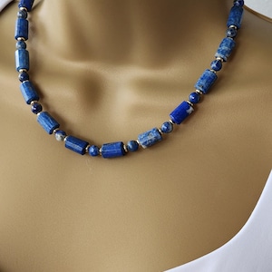 Lapis Lazuli and Gold Beaded Necklace ,Timeless Blue Gemstone Jewelry, gift for mom ,Christmas gift ,  anniversary gift