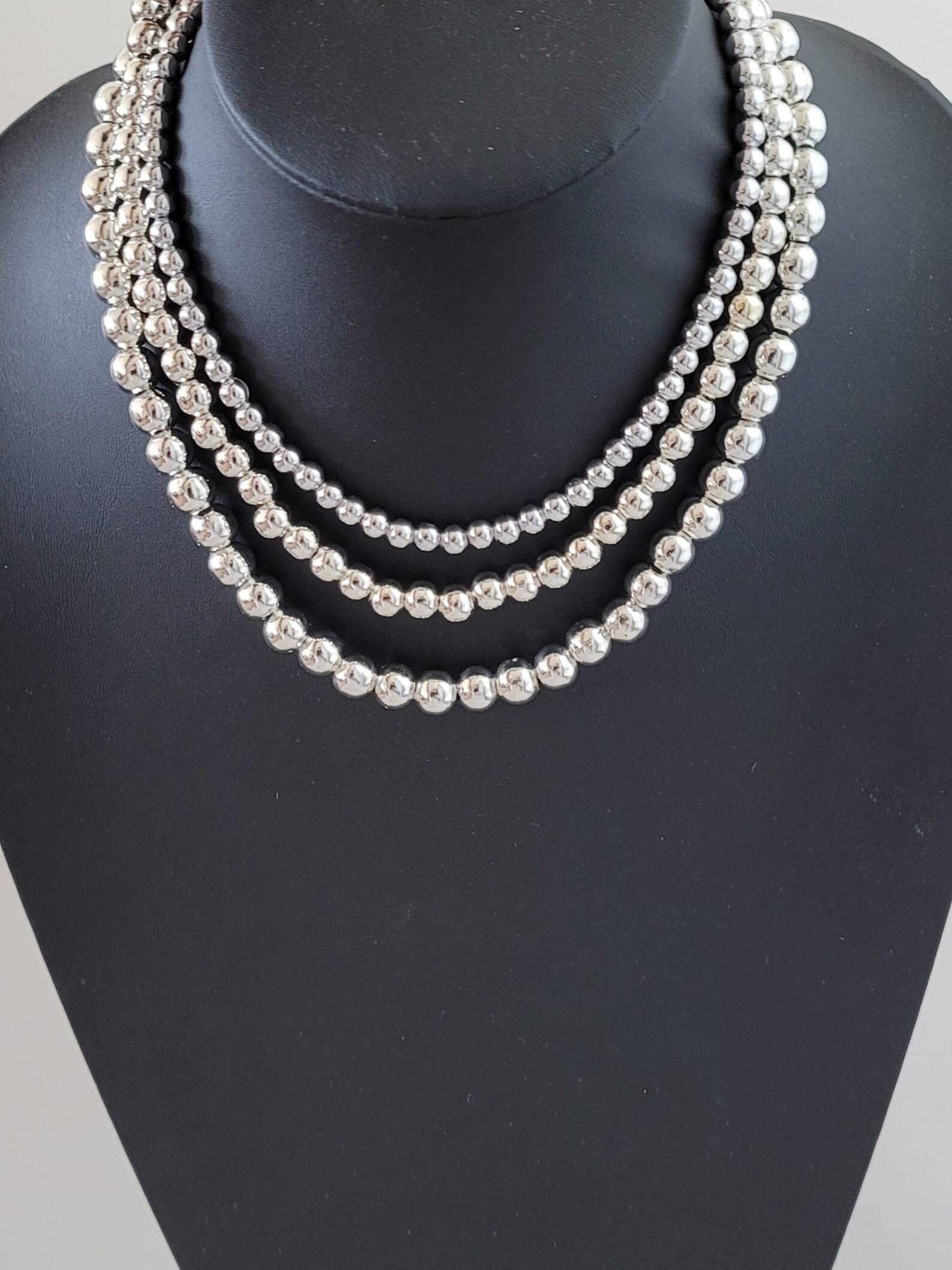 Silver Ball Bead Necklace Silver Plated Necklace Perfect Etsy