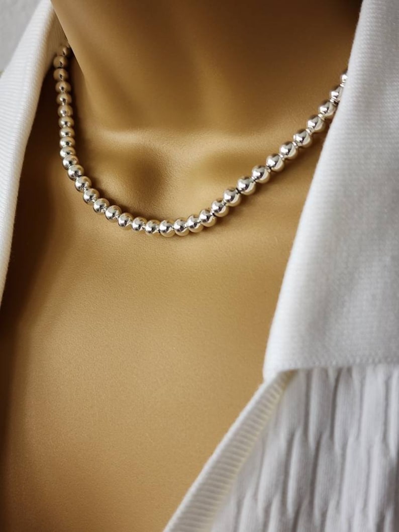 Silver Ball Bead Necklace Silver Plated Necklace Perfect Etsy