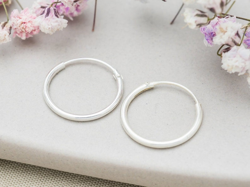 Sterling Silver Hoop Earrings Thin Silver Hoop 925 Sterling Etsy